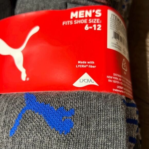 PUMA 8 Pair Coolmax Crew Length Moisture Wicking Men's Cushioned Socks NWT New - Picture 3 of 13
